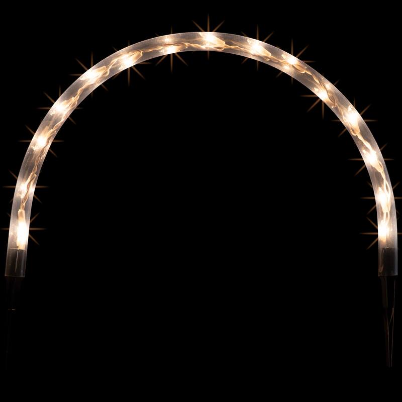 Lighted Christmas Arch Pathway Markers - Clear Lights - 6.75' White Wire - 3ct