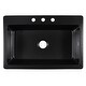 preview thumbnail 3 of 7, Jackson Matte Black Fireclay 33" Single Bowl Drop-In Kitchen Sink with 3 Holes