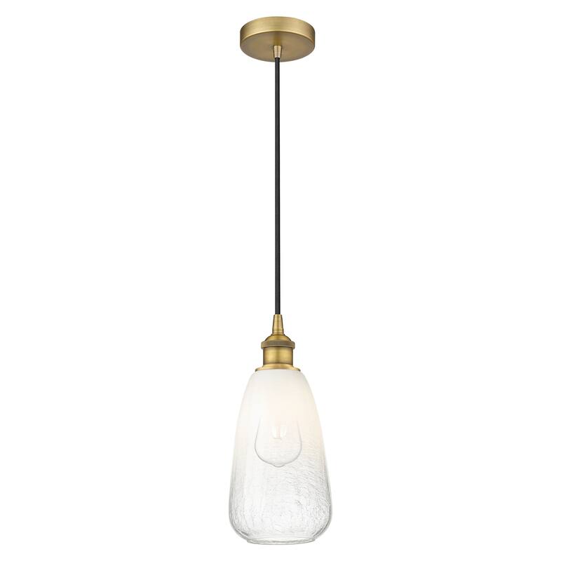 Innovations Lighting Endless Possibilities Edison - Brookhaven Almond - 1 Light 6" Cord Hung Mini Pendant - Brushed Brass/Opal