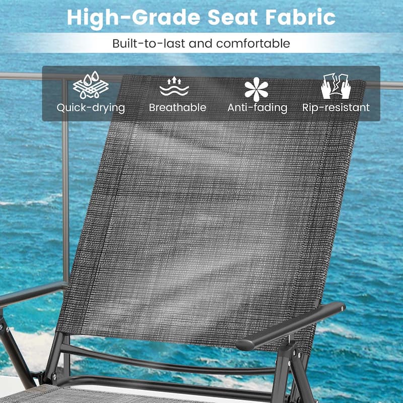 Costway 2 Piece Patio Folding Chaise Lounge Chairs with 6-Level - See Details