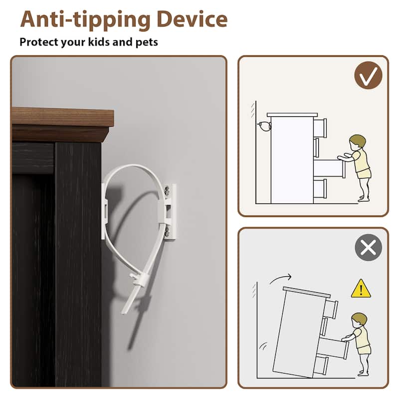 Farmhouse 6 Drawer Dresser for Bedroom, Vintage Dresser with Antique Handles