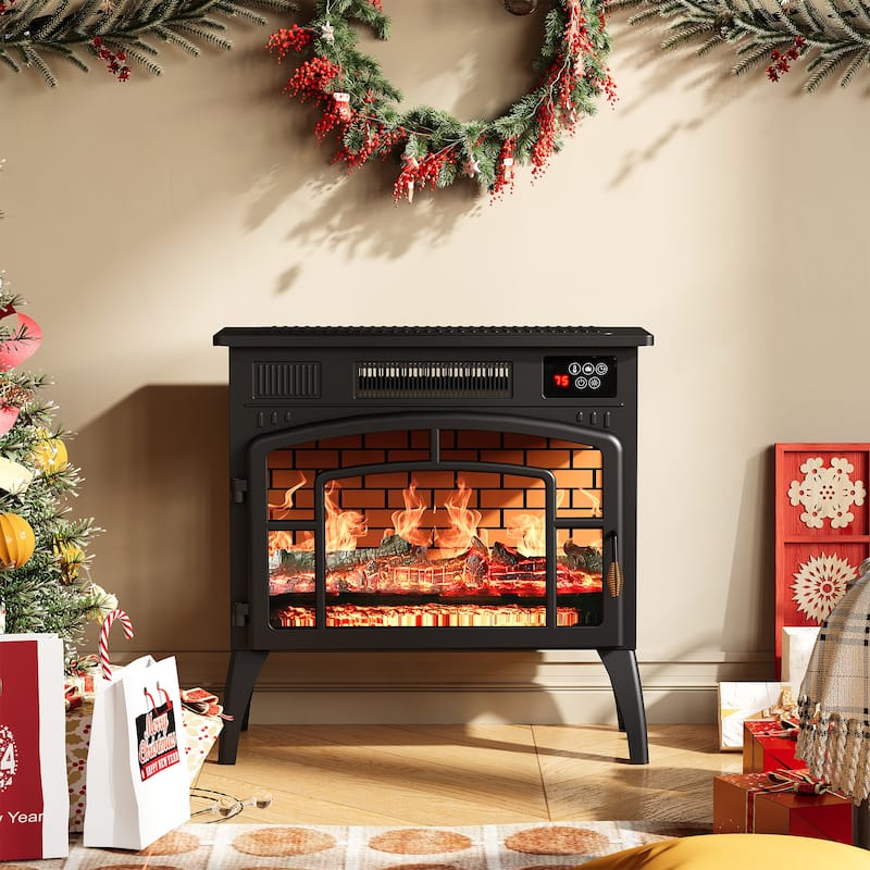Freestanding Electric Fireplace Heater with Realistic 3D Flame - N/A