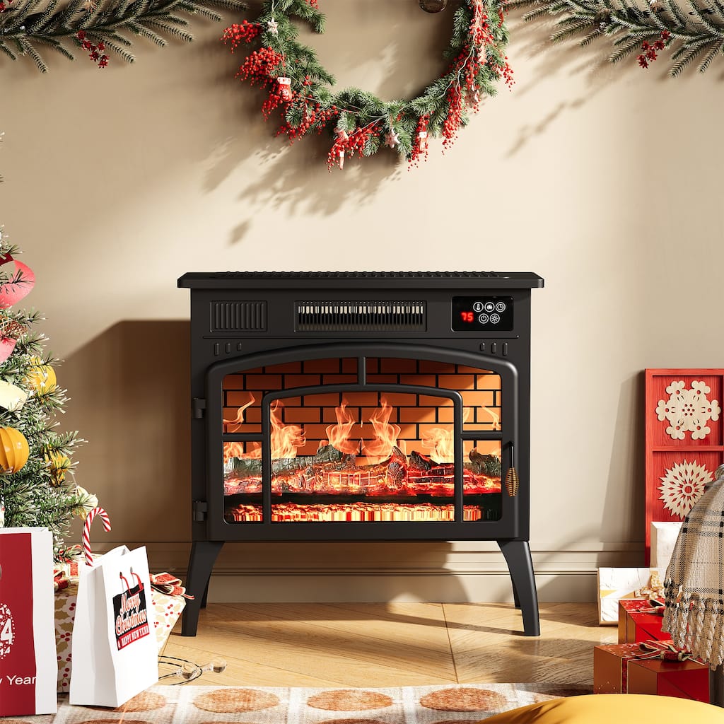 Freestanding Electric Fireplace Heater with Realistic 3D Flame - N/A