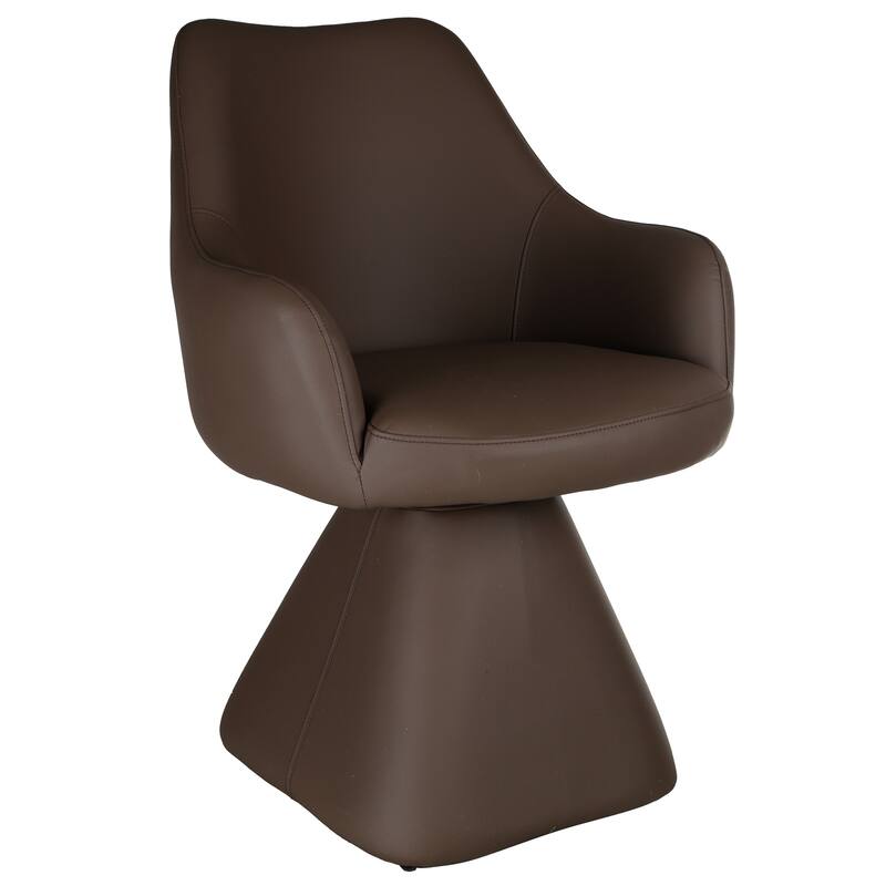 Contemporary Faux Leather Dining/Accent Chair with Swivel - Brown