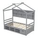 preview thumbnail 15 of 57, Wooden House-shaped Twin House Bed with Bedside Built-in Storage Shelves,Under Bed Storage,Kids and Baby