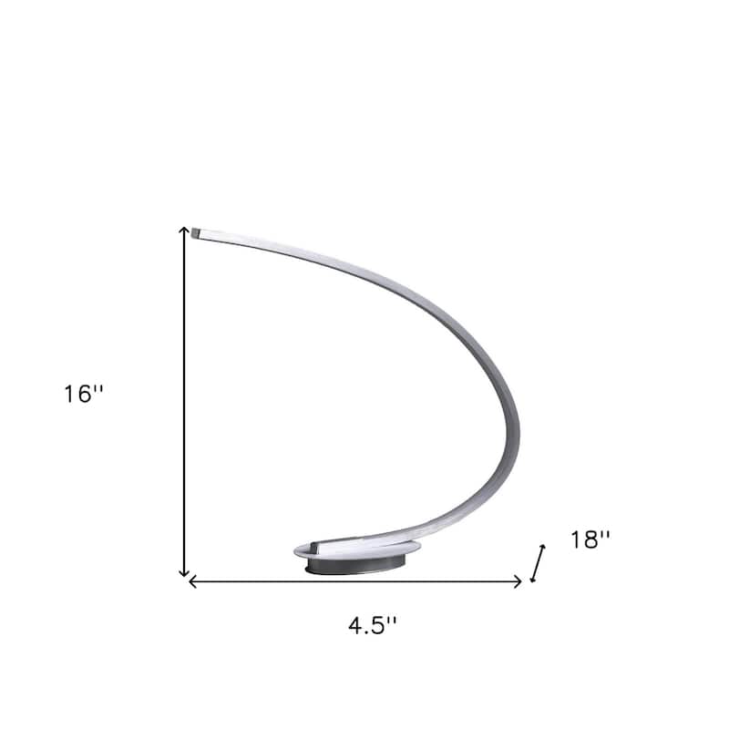 Silver Metal LED Desk Lamp with Brushed Nickel Finish and Inline Switch - 18” x 4.5” x 16” (D x W x H)