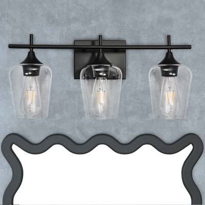 3 - Light Modern Bathroom Vanity Light Wall Sconce with Clear Glass