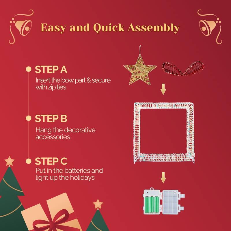 Set of 3 Lighted Iridescent Cut-out Gift Box Christmas Decorations, Pre-lit Holiday Decor for Xmas Decor Holiday Displays