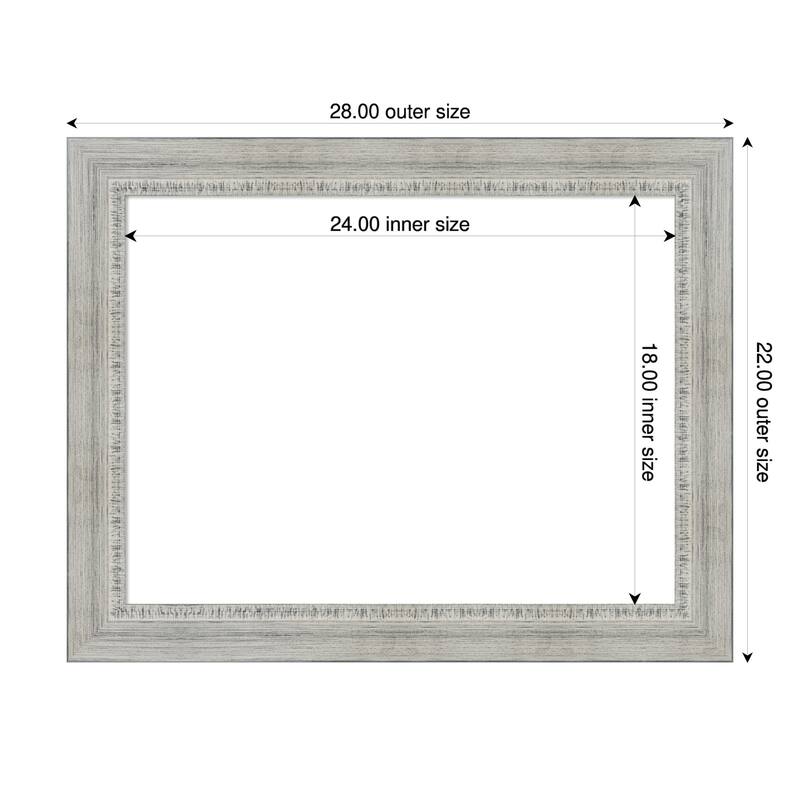 Amanti Art Rustic White Wash Framed Dry Erase Magnetic Board - 28 x 22 in
