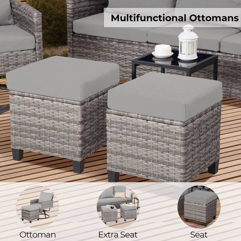 6-Piece Wicker Patio Conversation Set with Swivel Chairs