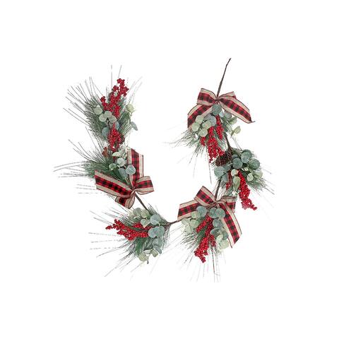 Berry Eucalyptus With Red Buffalo Bow Garland