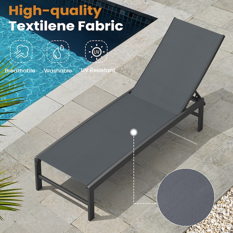 Outdoor Patio Adjustable Chaise Lounge Chairs