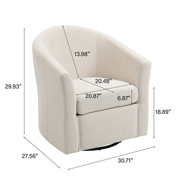 dimension image slide 9 of 11, Modern Upholstered Swivel Barrel Chair Living Room Accent Chair