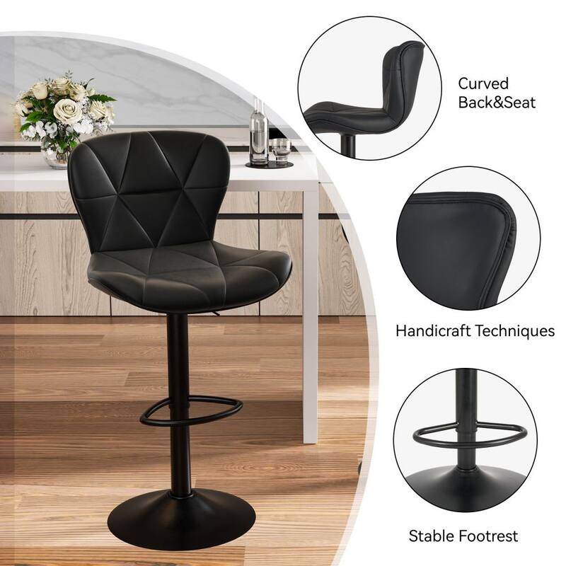Set of 2 Faux Leather Counter Height Bar Stools