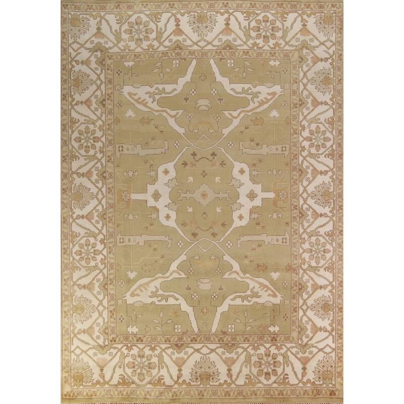 Oushak Indian Area Rug Handmade Transitional Wool Carpet - 9'0" x 11'10"