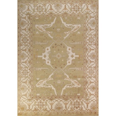Oushak Indian Area Rug Handmade Transitional Wool Carpet - 9'0" x 11'10"