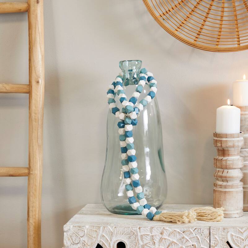 Bohemian Natural Wood Bead Garland with Cotton Tassels - 80 x 1