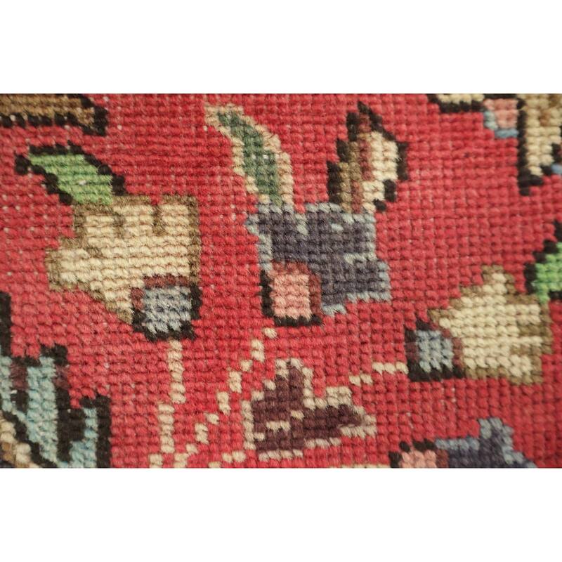 Hand Knotted Oriental 100% Wool Carpet Traditional Tribal Red Tabriz Area Rug - 4' 10'' X 3' 5''