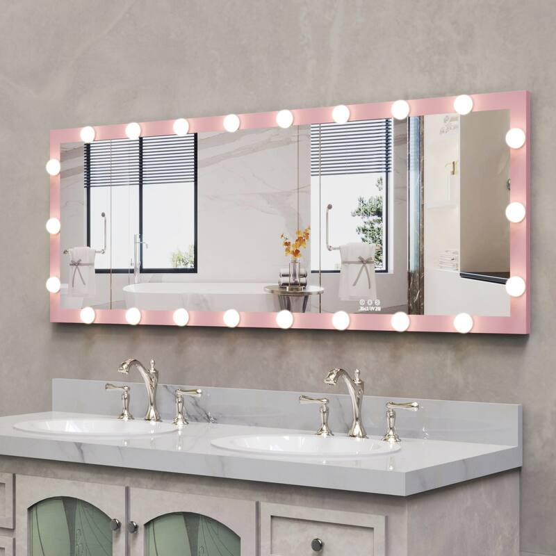63 Inch Rectangular Framed Dimmable Wall Mounted LED Full Length Mirror