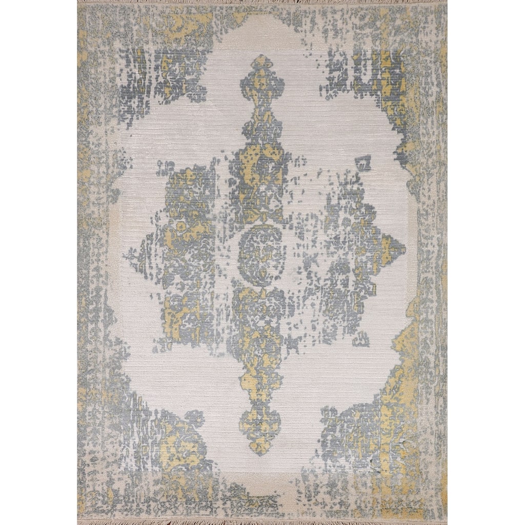All-Over Abstract Area Rug Handmade Wool Carpet - 3'11"x 5'8"