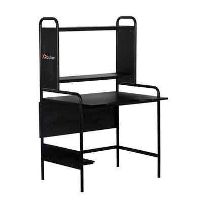 X Rocker iCarus Self-Contained Steel Gaming Desk with Melamine Wood Surface, Black