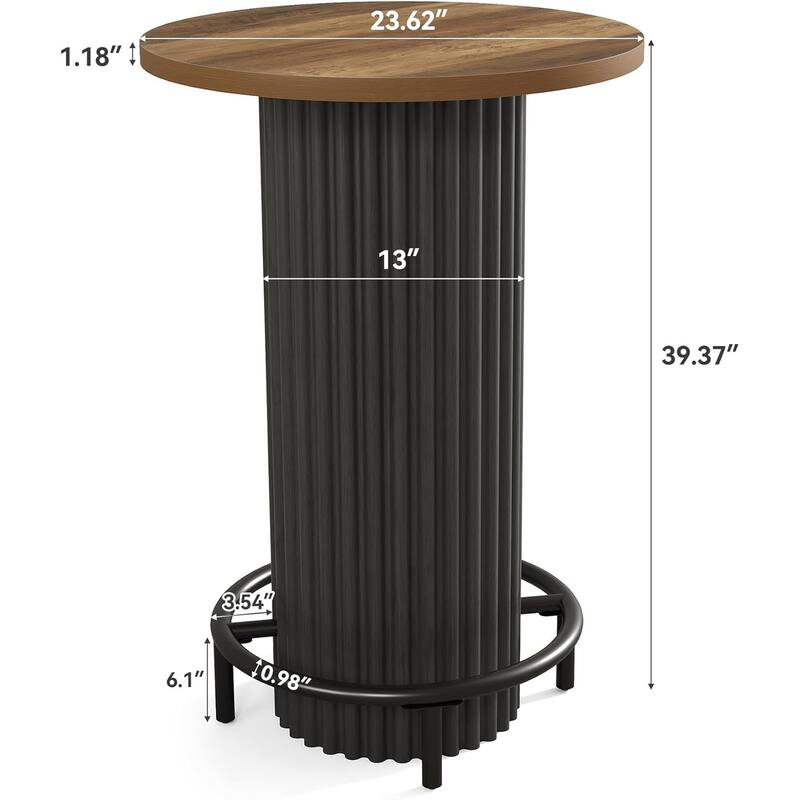 39.4" H Wooden Round Bistro Pub Bar Table for Dining, Cafe, Living Room, Apartment, Balcony