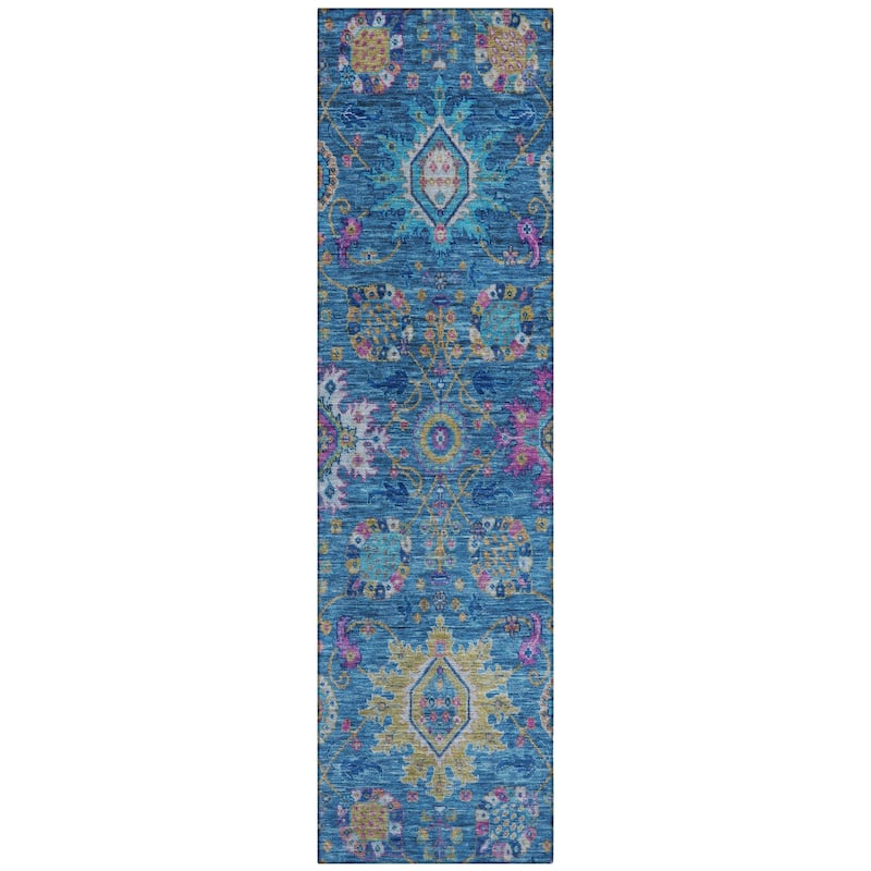 Machine Washable Indoor/Outdoor Boho Traditional Chantille Rug