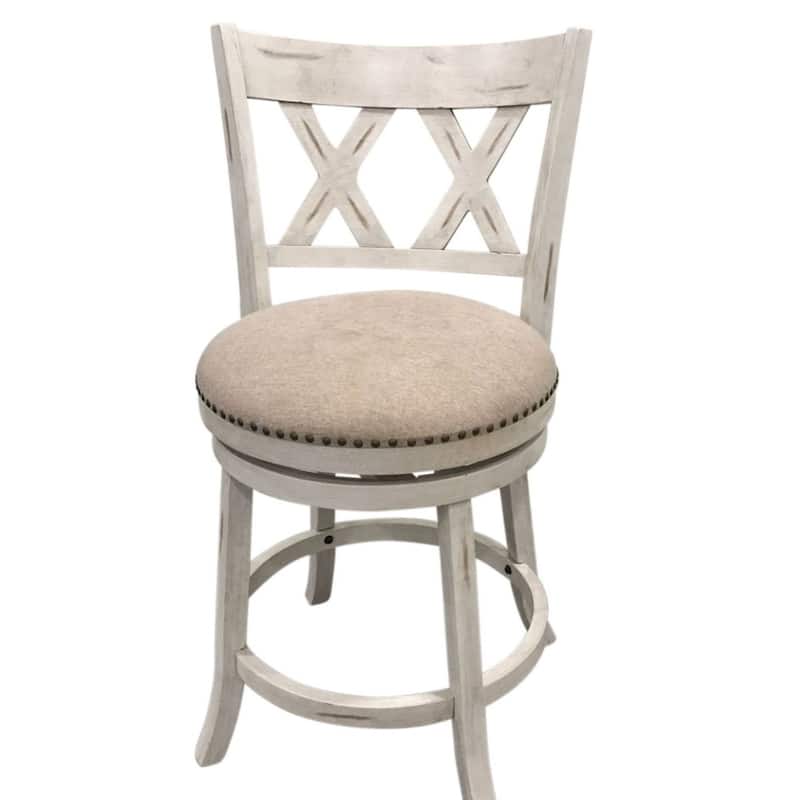 X-Back Upholstered Swivel Seat Barstool - 40" - Set of 2 - Brown and Beige