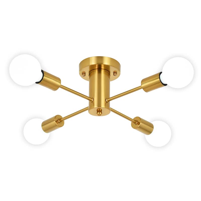 4-Light Modern Semi Flush Mount Chandelier for Bedroom Study Room