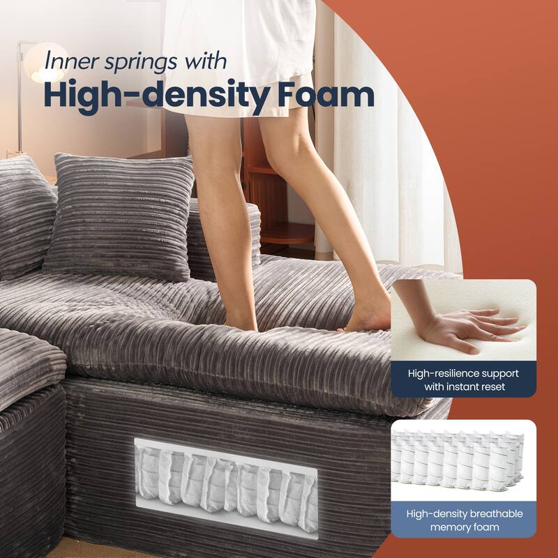 HOOOWOOO Upholstered Fabric Sectional Sofa Couch with Chaise
