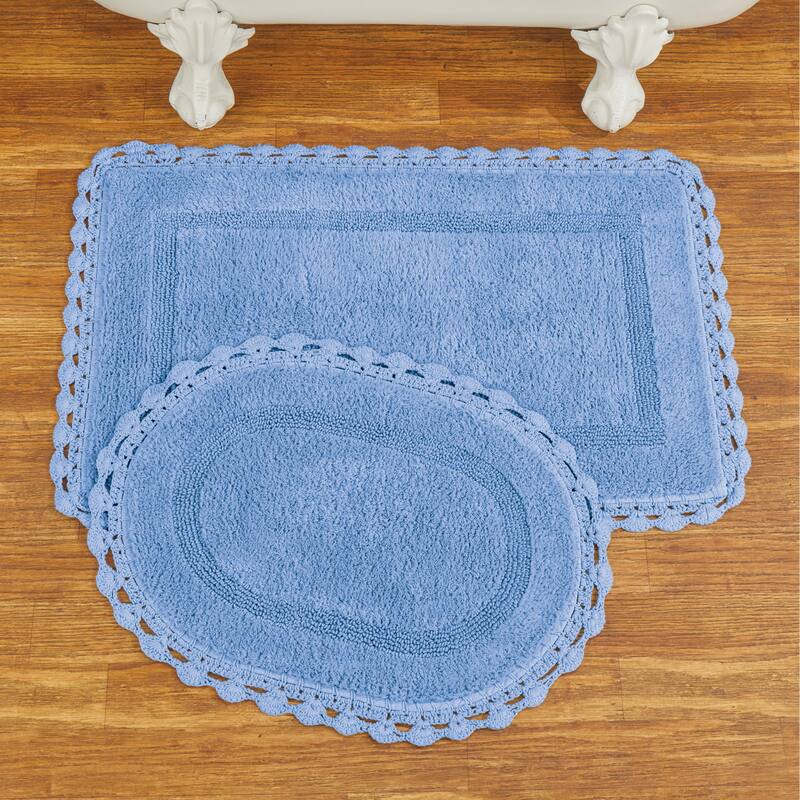 Intricate Crochet Border Plush Bathmat