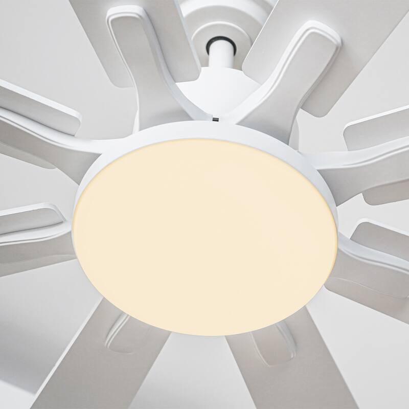 Vaczon Modern 72-in White Wooden 8-Blade Large Windmill Ceiling Fan with Light