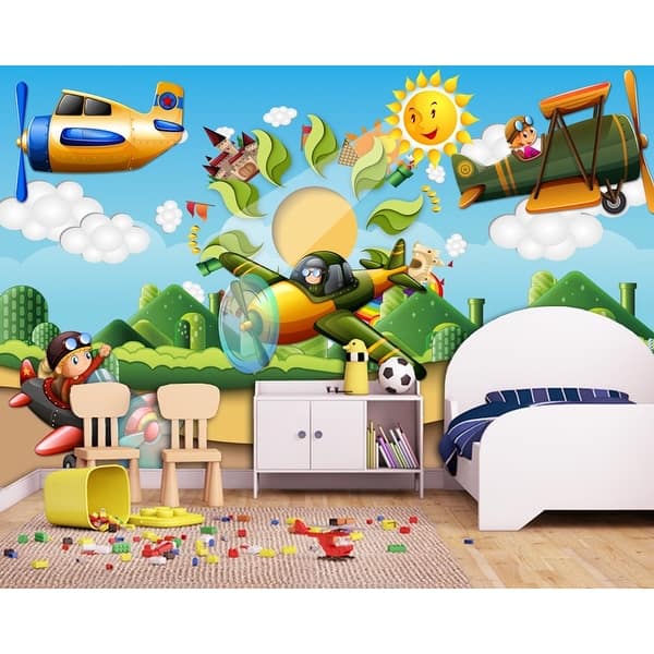 3D Child Forest Cartoon Helicopter TEXTILE Wallpaper - Bed Bath & Beyond -  31419800