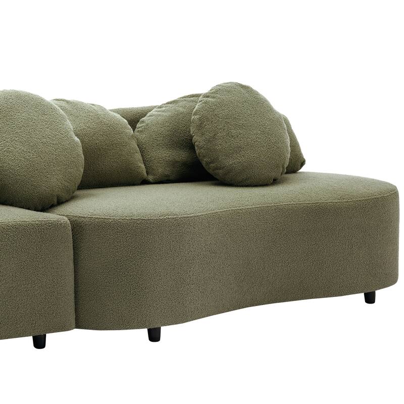 103.5" Lamb Velvet Armless Sofa with 6 Pillows and Floating Design