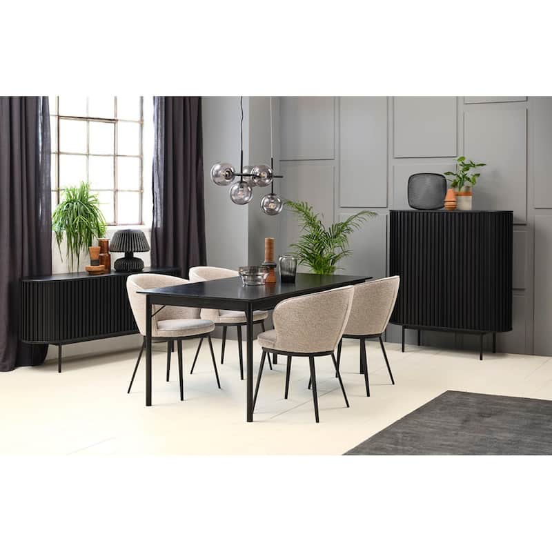 Rye Studio Contemporary Black Oak Sideboard with Sliding Doors - 17.75"W x 63"L x 28.75"H
