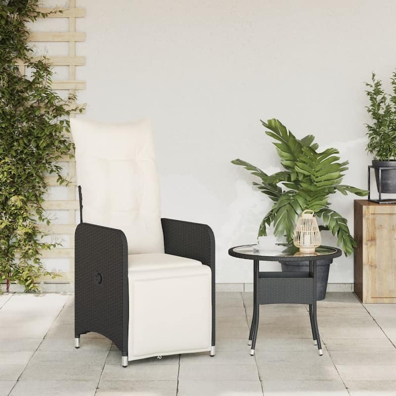 vidaXL Reclining Patio Chair with Cushions Outdoor Seat Furniture Poly Rattan