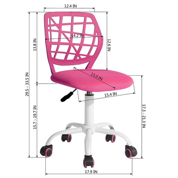 dimension image slide 3 of 5, HomyLin Armless Home Office Task Chair Kids Desk Chair Mid-Back