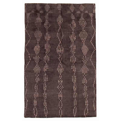 ECARPETGALLERY Hand-knotted Tangier Black Wool Rug - 5'4 x 7'9