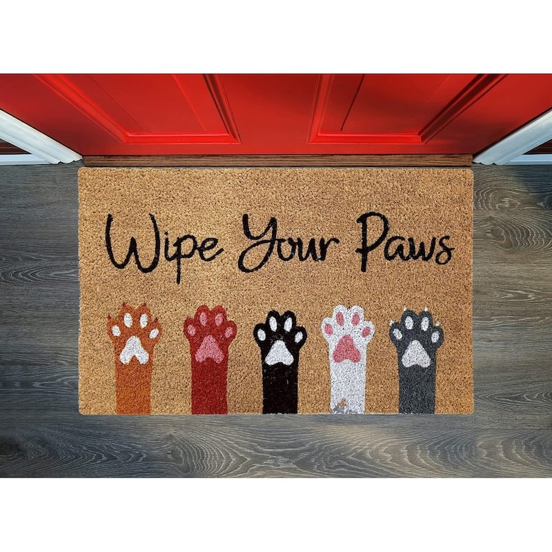 Printed Coir Doormat, Durable Outdoor/Indoor Rug, Welcome Mat, Pets