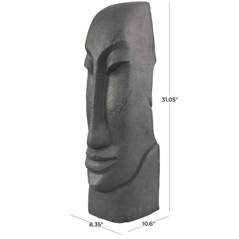 Resin Face Tall Distressed Totem Decorative Sculpture - Black - Roche River Decor