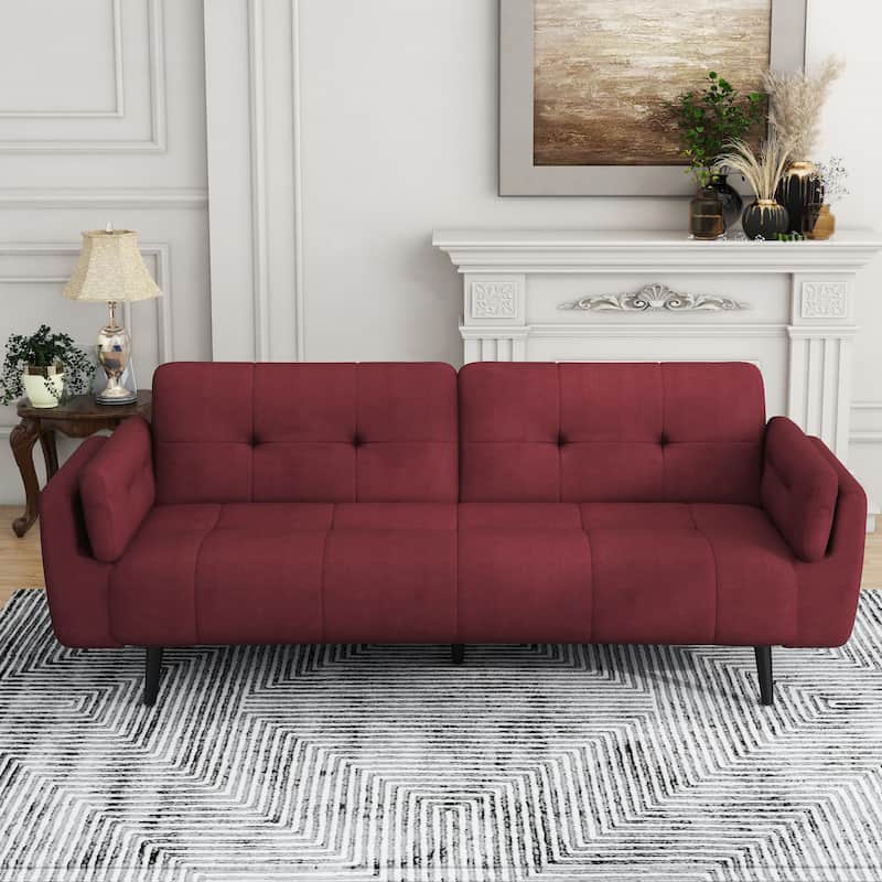 75" Convertible Sleeper Futon Sofa Bed With Adjustable Tufted Back
