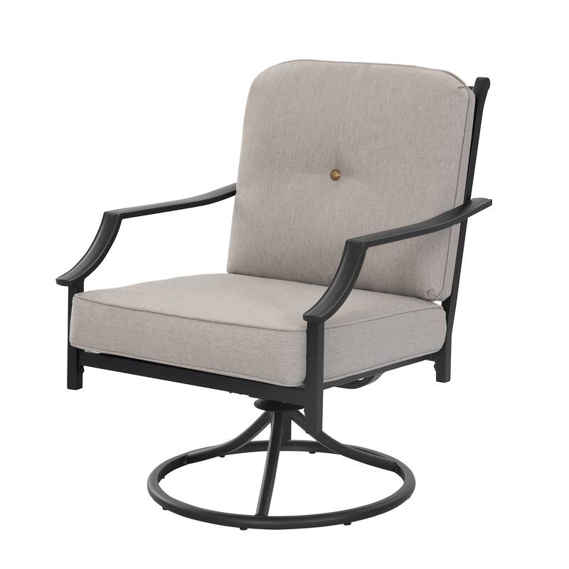 2-Piece Outdoor Swivel Patio Sofas with Thick Olefin Cushions and Wide Seat