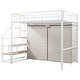 preview thumbnail 18 of 34, 2 Color 70"High Metal Full/Twin Size Loft Bed with Large Wardrobe and Storage Staircase