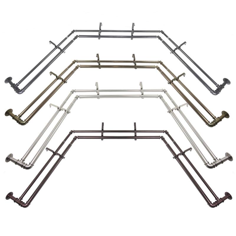InStyleDesign 1 inch Pipe Double Bay Window Curtain Rod 23"-41", 41"-78"
