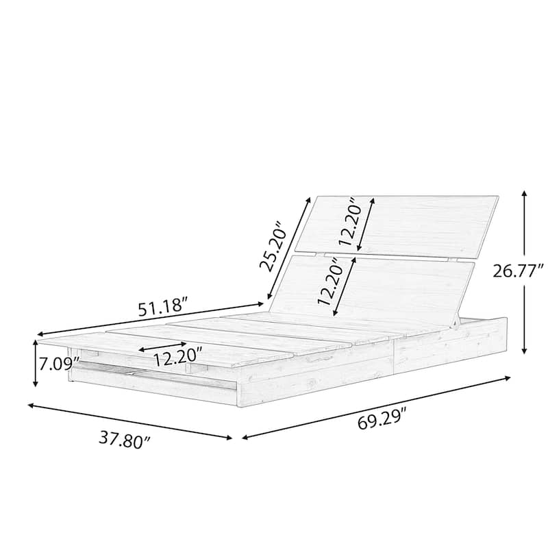 Christopher Knight Home - Modern Outdoor Acacia Wood Chaise Lounge with 3-Position Adjustable Backrest & Ventilated Slatted Seat