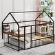 preview thumbnail 10 of 16, Full Size Metal Bed House Bed Frame with Desk, Shelves, Power Outlets and USB Ports, White Black