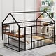 preview thumbnail 19 of 72, Twin/Full Size Metal House Bed with Desk and Shelves, House Floor Bed Frame with Power Outlets and USB Ports Black - Full