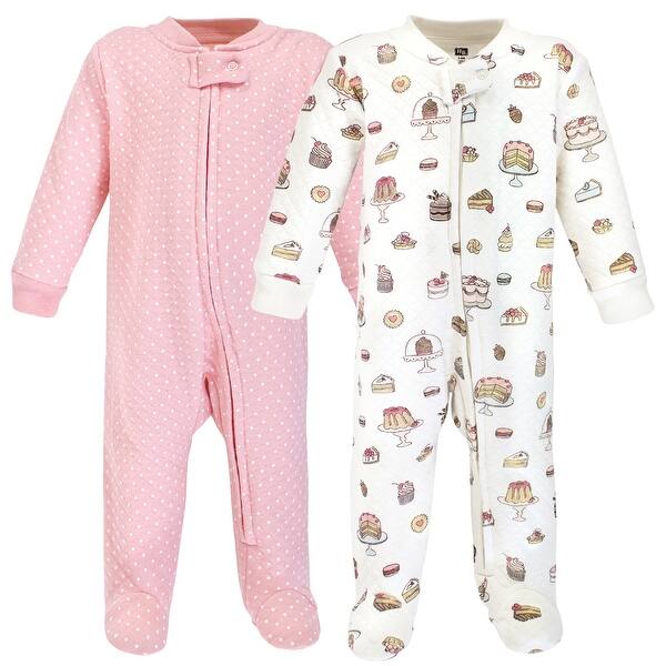 slide 1 of 1, Hudson Baby Infant Girl Premium Quilted Zipper Sleep and Play, Sweet Bakery 0-3 Months - Sweet Bakery