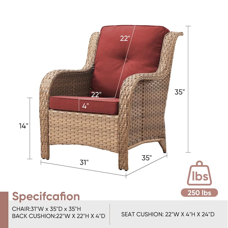 Pocassy Patio PE Wicker Chairs Rattan Dining Chairs