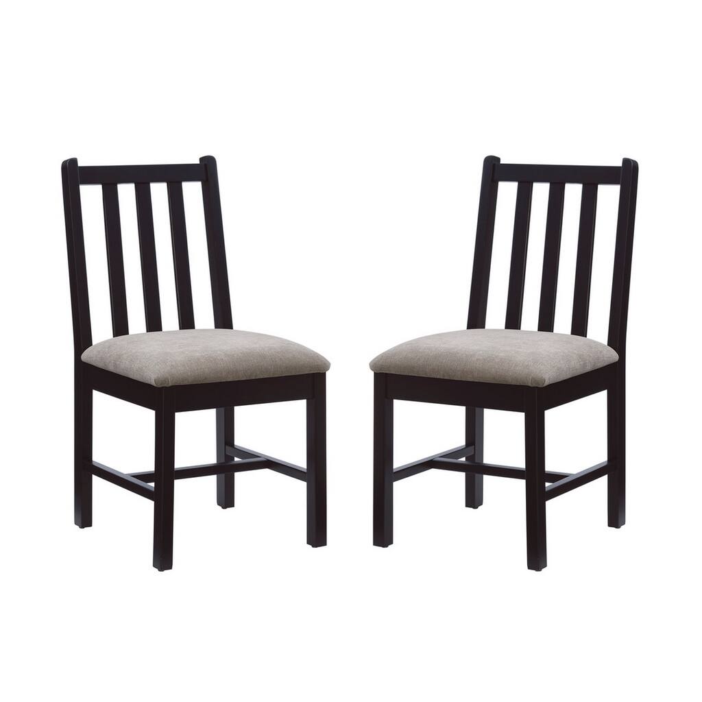 20 Inch Wood Dining Chair, Slatted Back, Cushioned, Straight Legs, Black